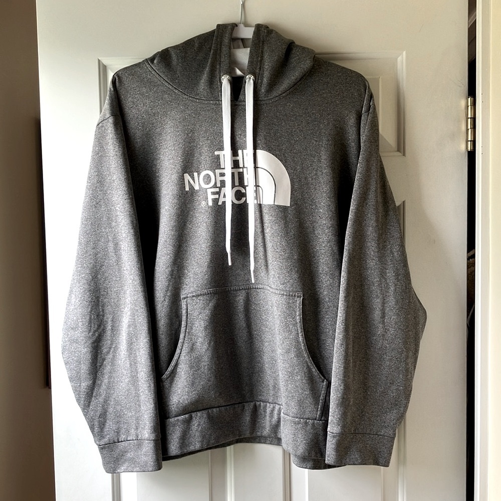The North Face Men's Hoodie Sweatshirt Long Sleeve Gray Size XL